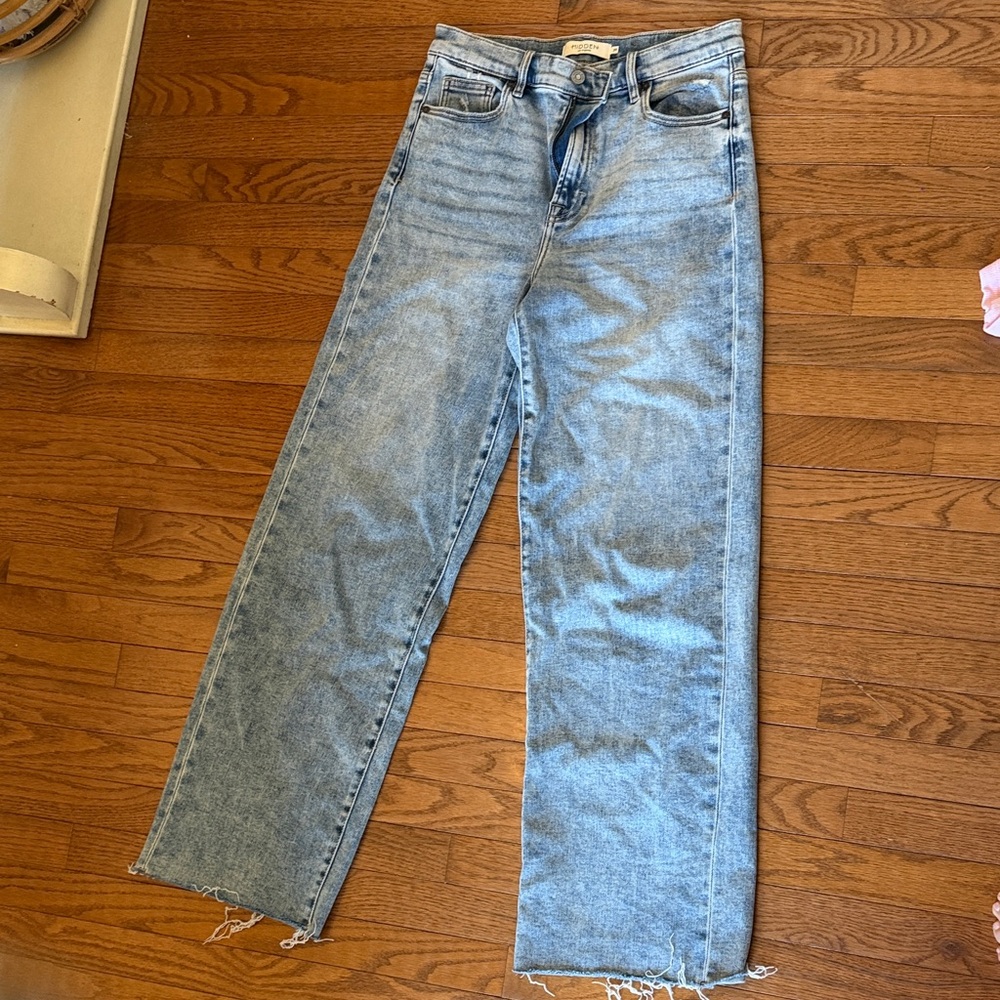 Hidden jeans - high rise wide leg raw hem super stretchy size 29 new without tag - Picture 3 of 9